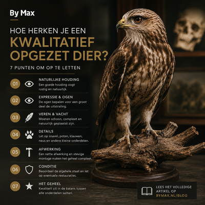 Hoe herken je een kwalitatief opgezet dier? Kwalitatief opgezet dier met aandacht voor houding, anatomie en afwerking